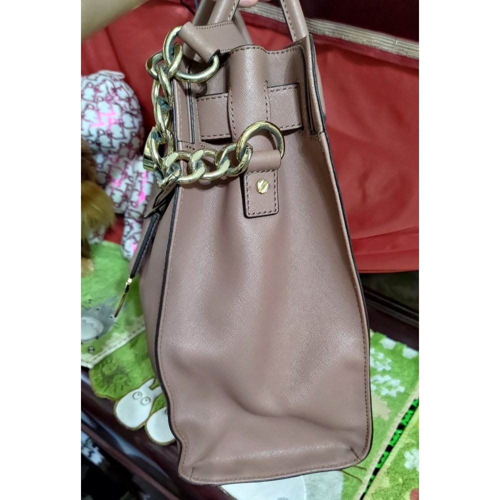 二手 Michael Kors 經典鎖頭包 手提 肩背鍊帶包  紫紅色-細節圖5