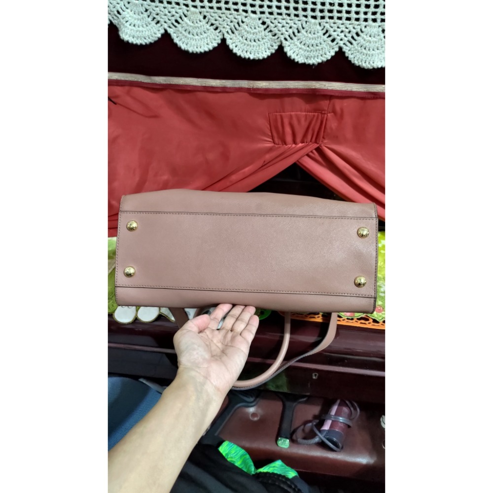 二手 Michael Kors 經典鎖頭包 手提 肩背鍊帶包  紫紅色-細節圖6