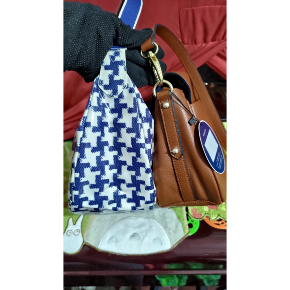 Cath Kidston 半月型  千鳥格 手提包 肩背包 PEPPER S 牛皮馬鞍包已售-細節圖5