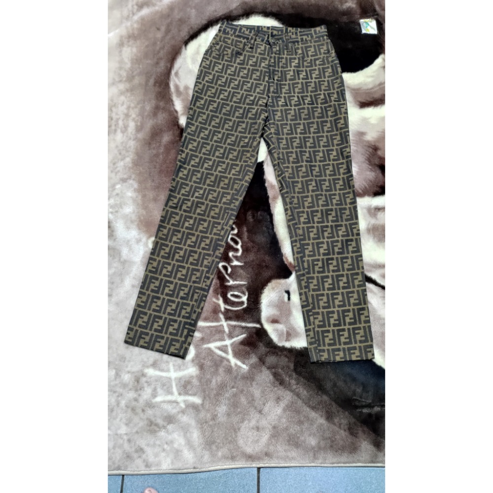 二手義大利製 Fendi  及膝裙  D42碼 復古長褲雙F字母圖案D38碼-細節圖3