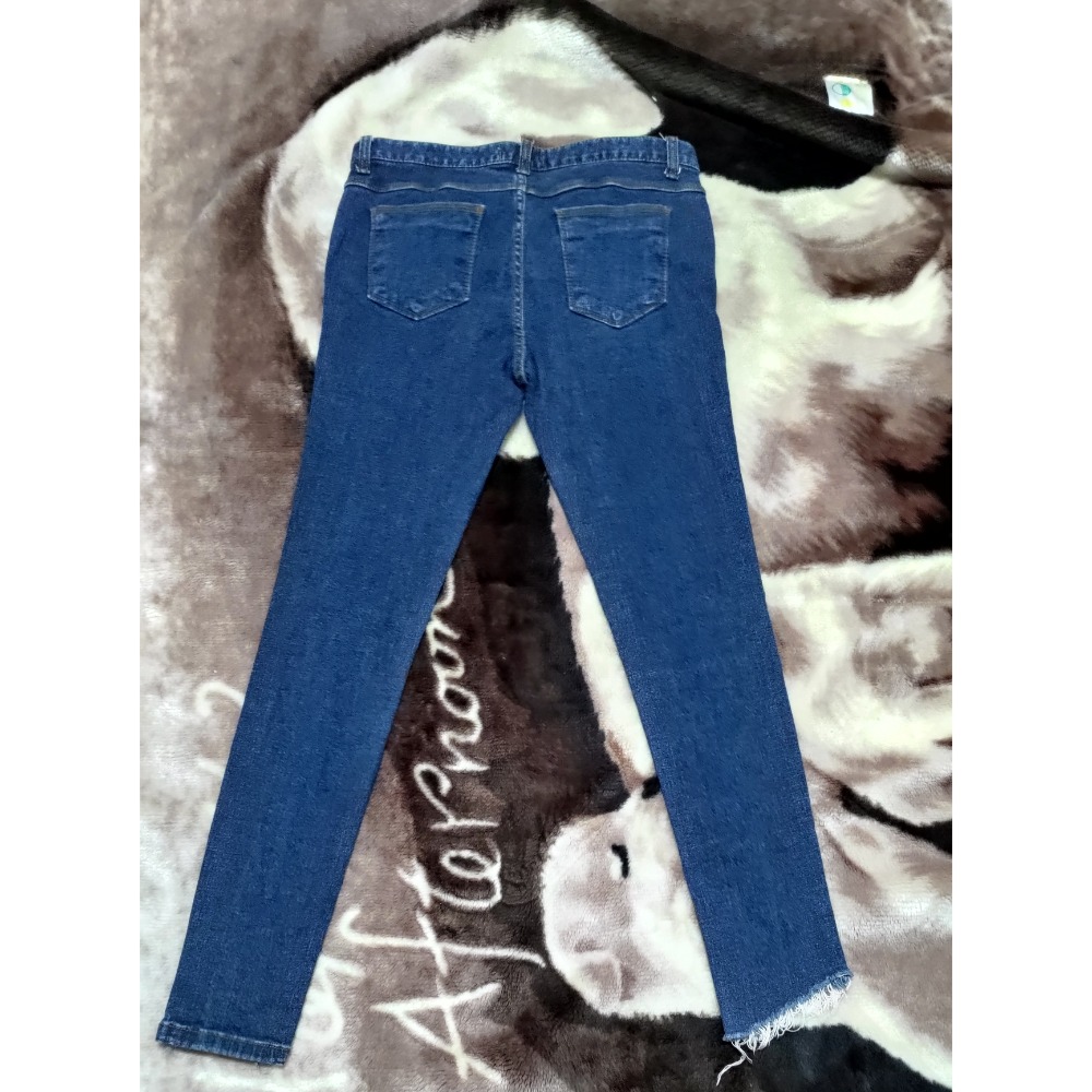 PAZZO 韓國製簡約直筒牛仔褲藍L 正韓 LABOR 刷破彈性牛仔褲28腰-細節圖5