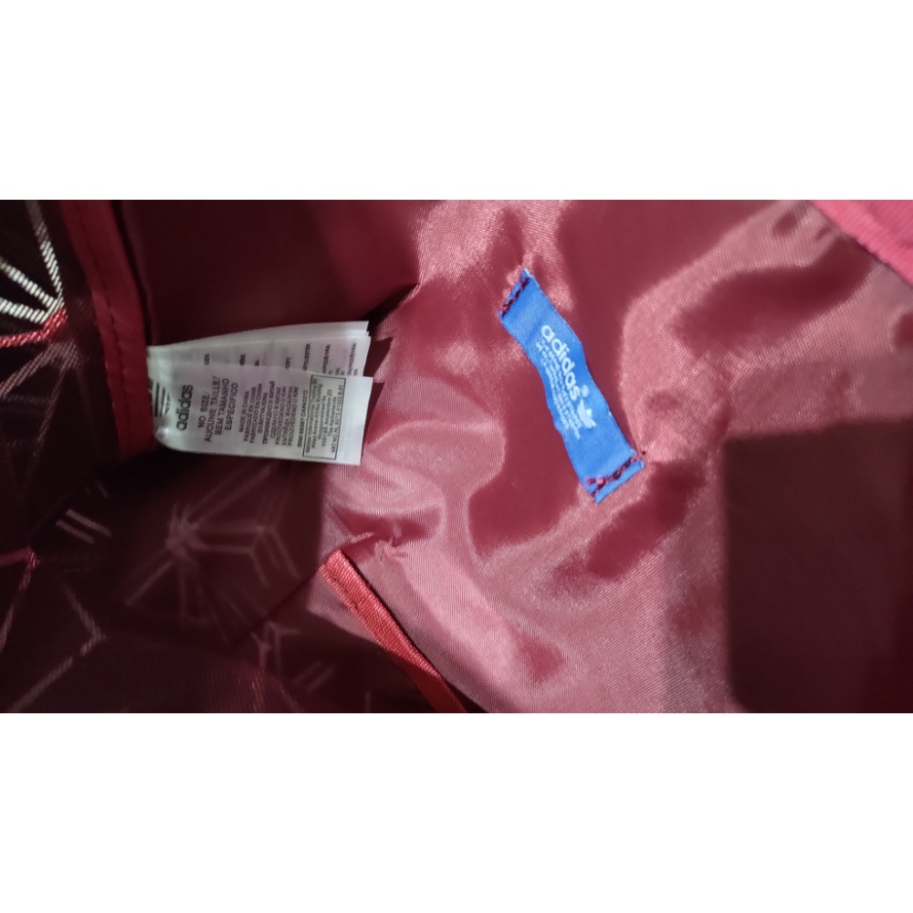二手 Adidas三宅一生聯名款 菱格束口袋 酒紅色-細節圖9
