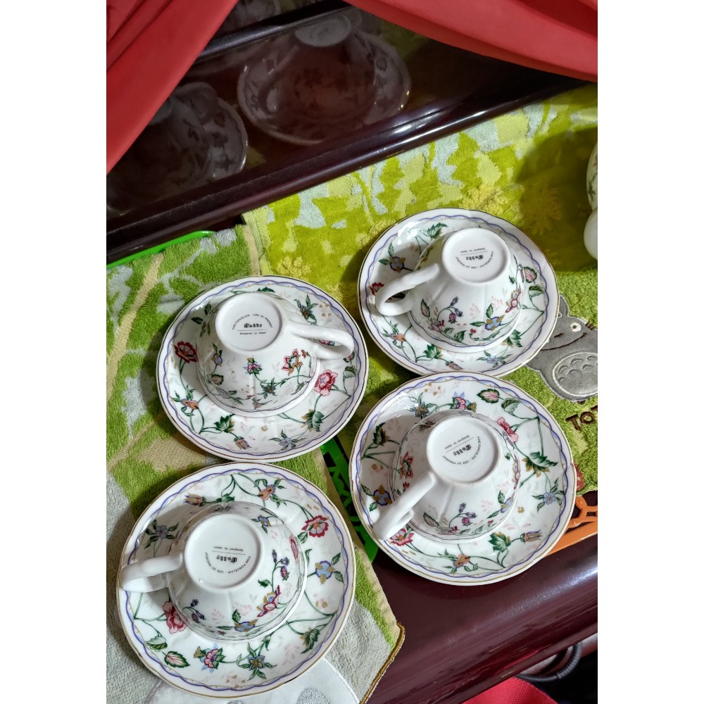 二手 日本fine porcelain lon DY PRESENT 茶具組 英式下午茶組 花開富貴-細節圖3
