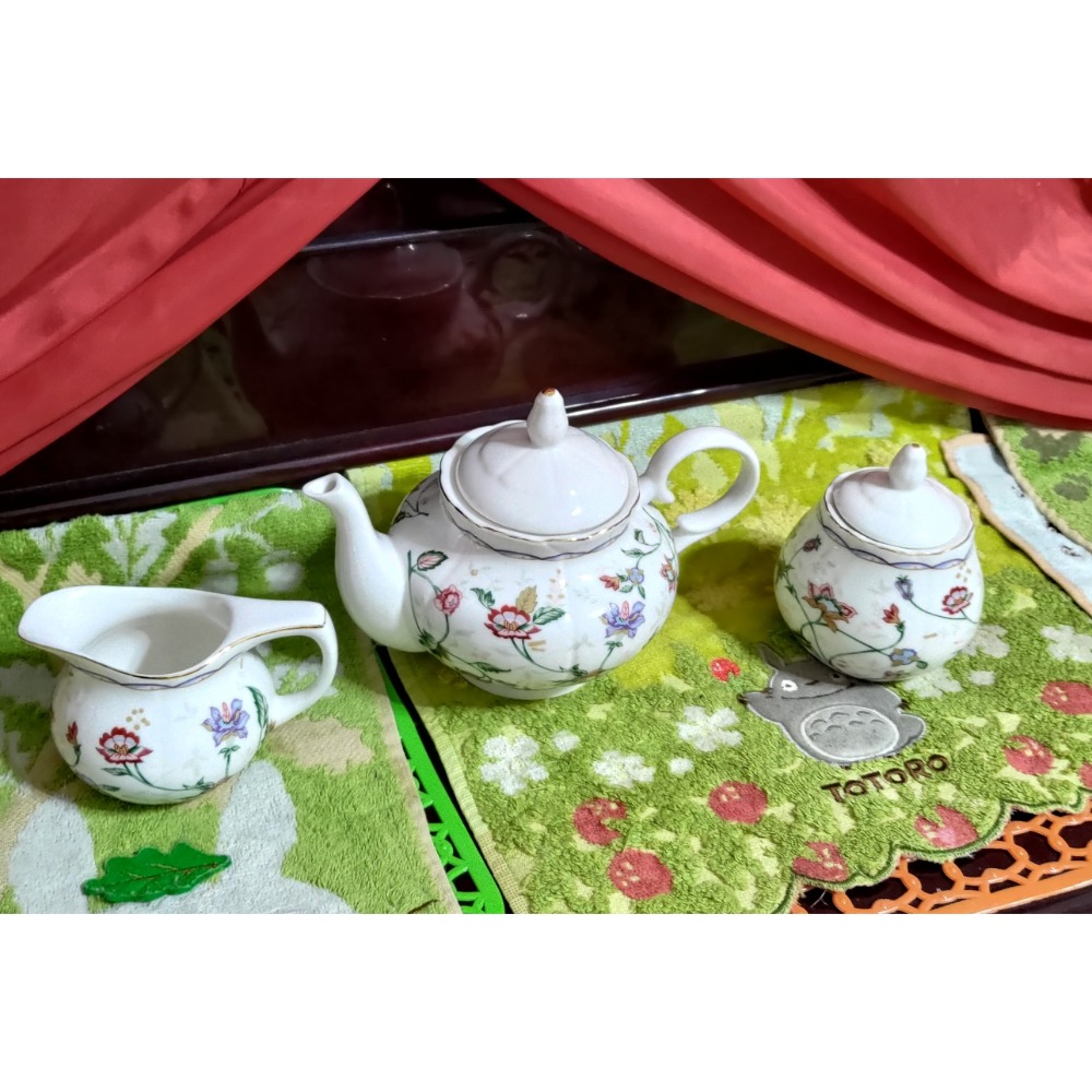 二手 日本fine porcelain lon DY PRESENT 茶具組 英式下午茶組 花開富貴-細節圖5