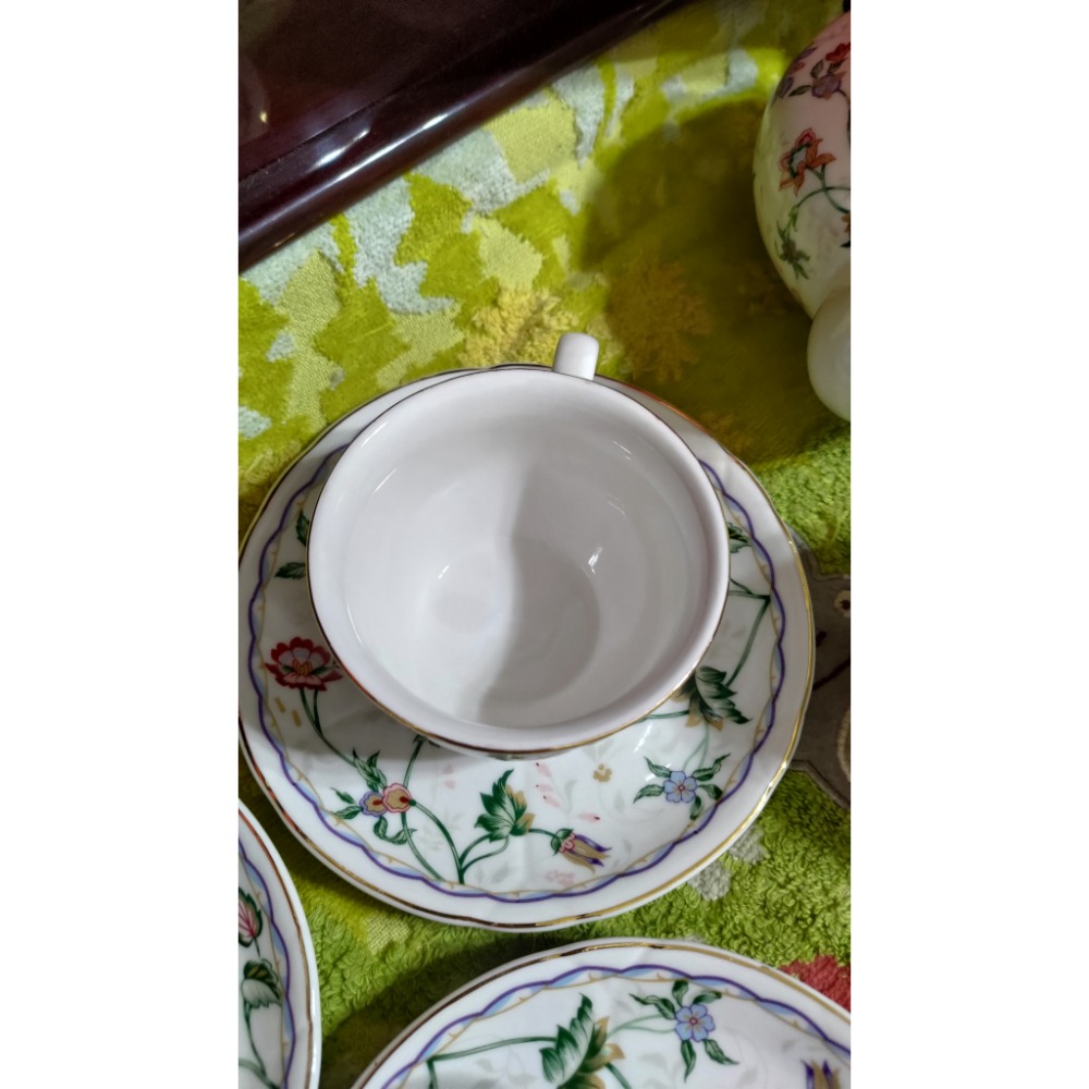 二手 日本fine porcelain lon DY PRESENT 茶具組 英式下午茶組 花開富貴-細節圖9