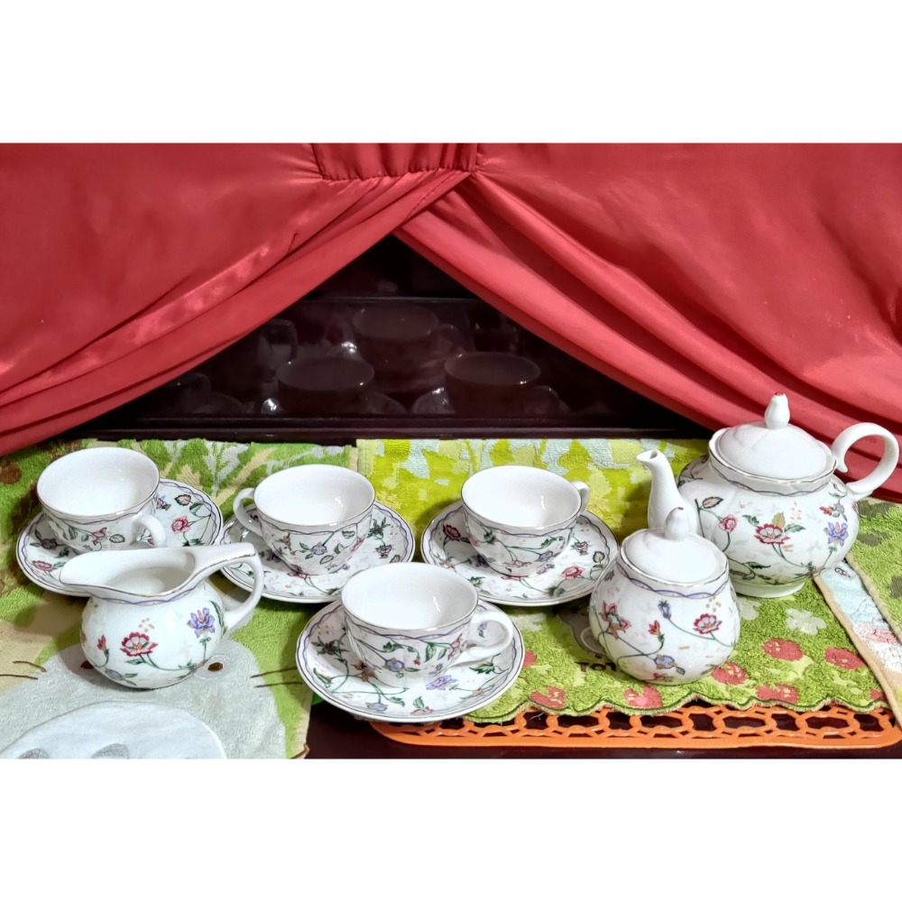 二手 日本fine porcelain lon DY PRESENT 茶具組 英式下午茶組 花開富貴-細節圖10