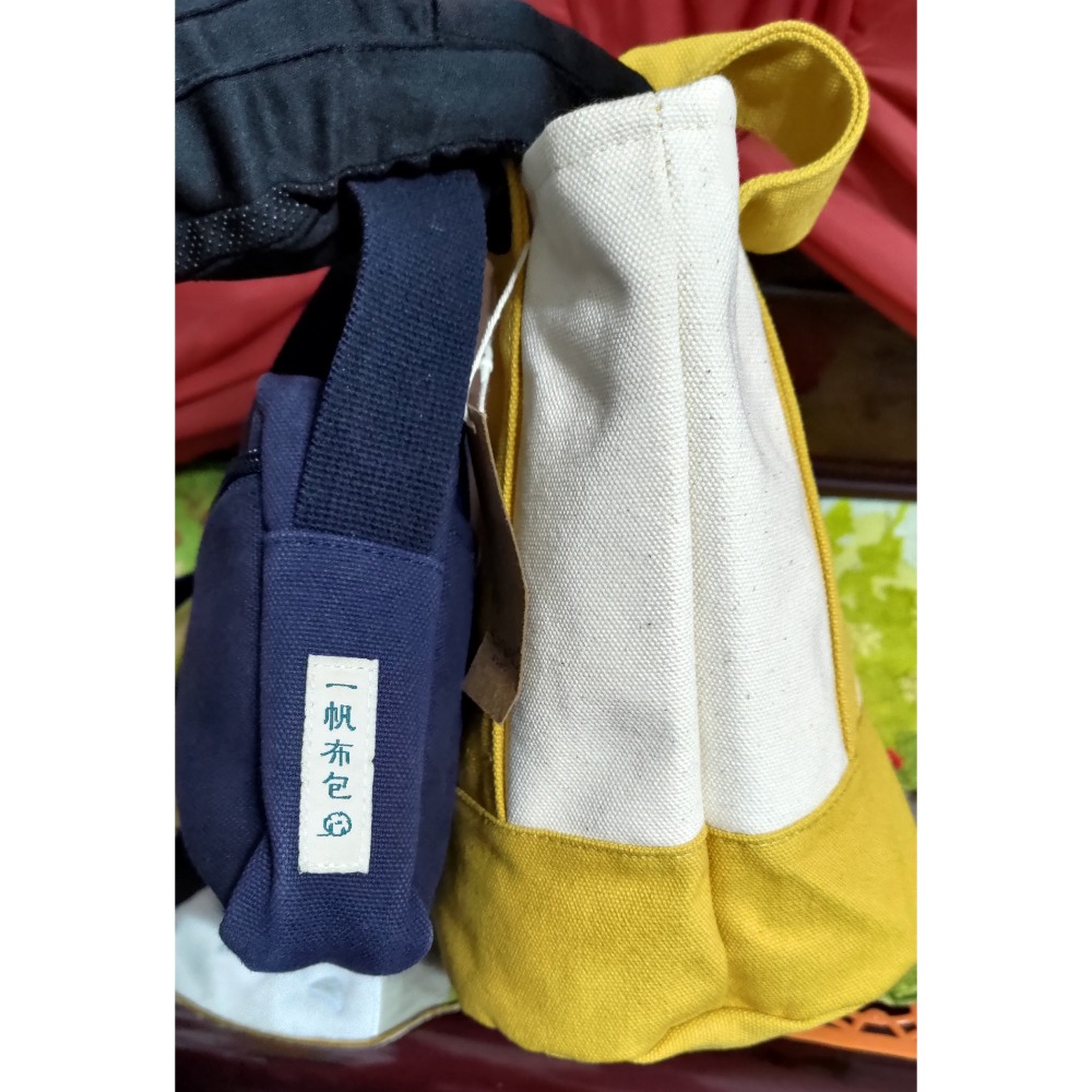 一帆布包 藍色帆布經典 側背包 肩背包 早苗帆布 圓底托特包 手提包 芥末黃-細節圖4