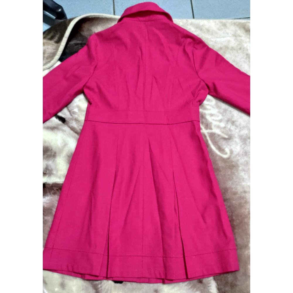 二手 圓周率 11號 100%毛 外套 桃紅 設計師羽絨長背心M黑色-細節圖6