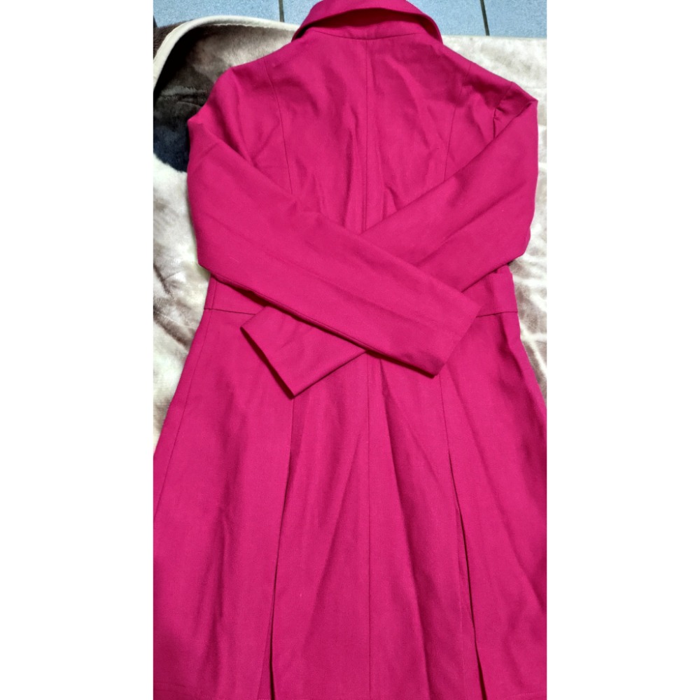 二手 圓周率 11號 100%毛 外套 桃紅 設計師羽絨長背心M黑色-細節圖9