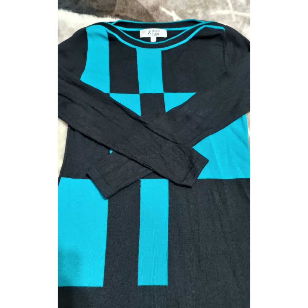 二手 SO NICE 針織衫 八分袖 M FASHION SHOW 美麗諾羊毛100% 38碼-細節圖4