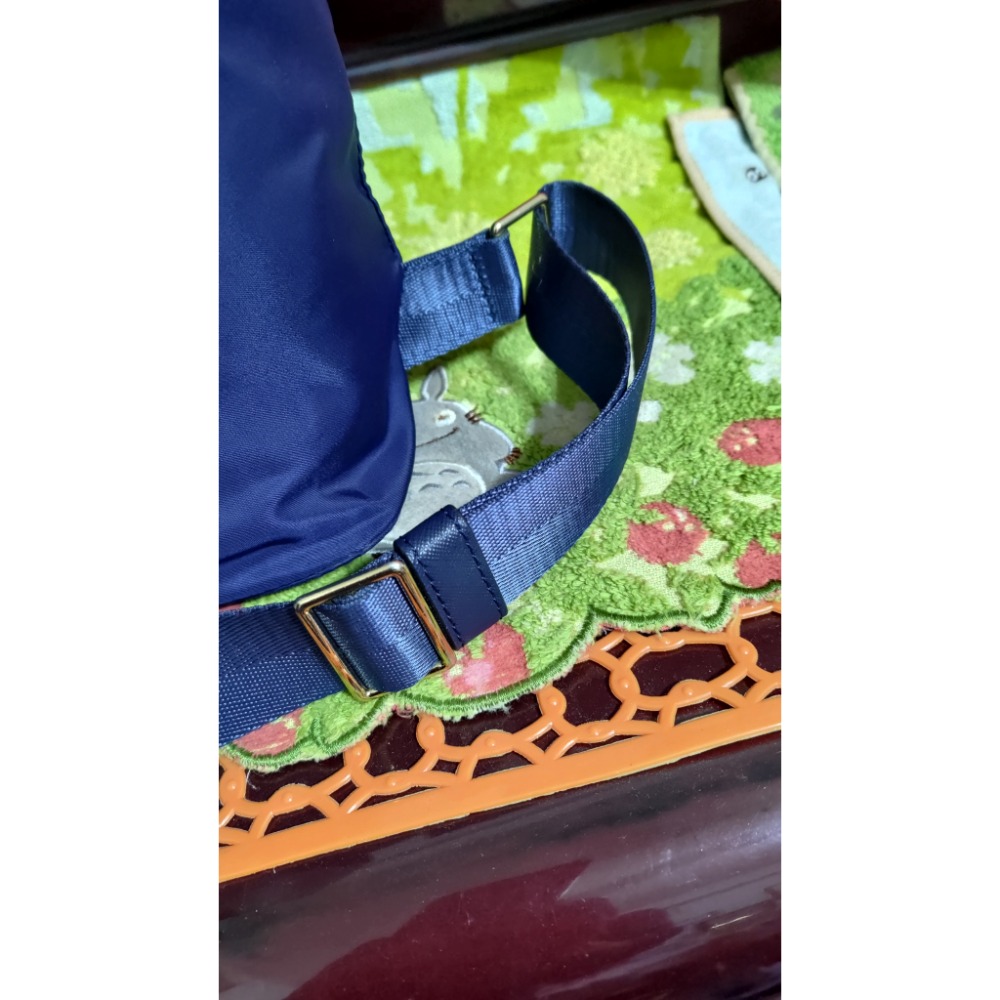 二手 TORY BURCH 海軍藍防潑水軟尼龍後背包 UNKLE 真皮 肩背包 斜背包-細節圖6