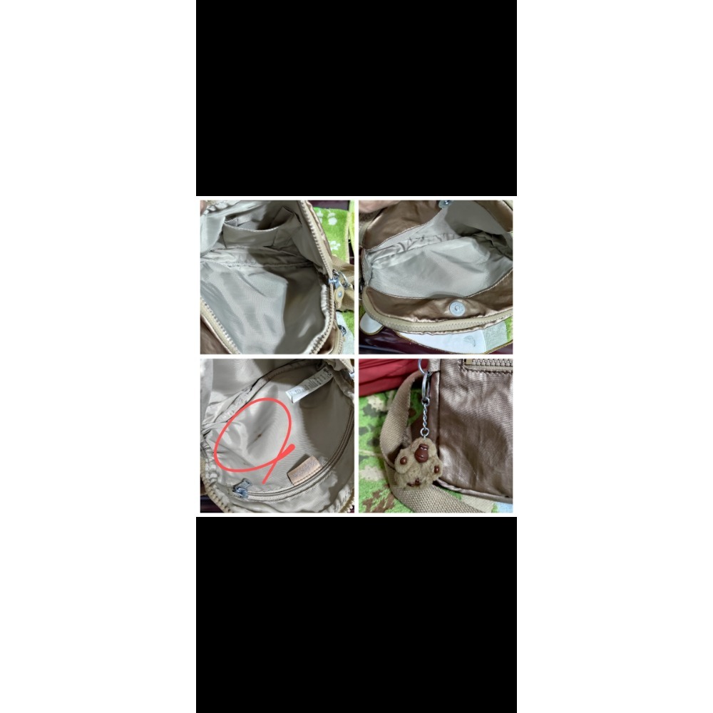 二手 Crystal ball 日本 狗頭包 手提包 肩背包 kipling 玫瑰金霧面 斜背包-細節圖2