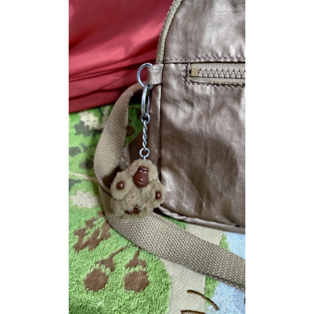 二手 Crystal ball 日本 狗頭包 手提包 肩背包 kipling 玫瑰金霧面 斜背包-細節圖9