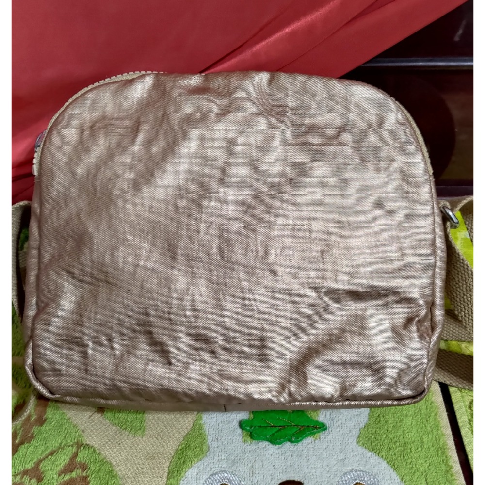 二手 Crystal ball 日本 狗頭包 手提包 肩背包 kipling 玫瑰金霧面 斜背包-細節圖10