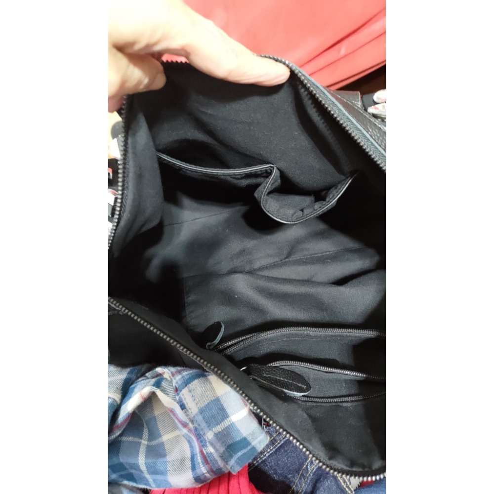 二手 真皮革 手提包 肩背包 斜背包 鉚釘 雙頭拉鍊-細節圖6