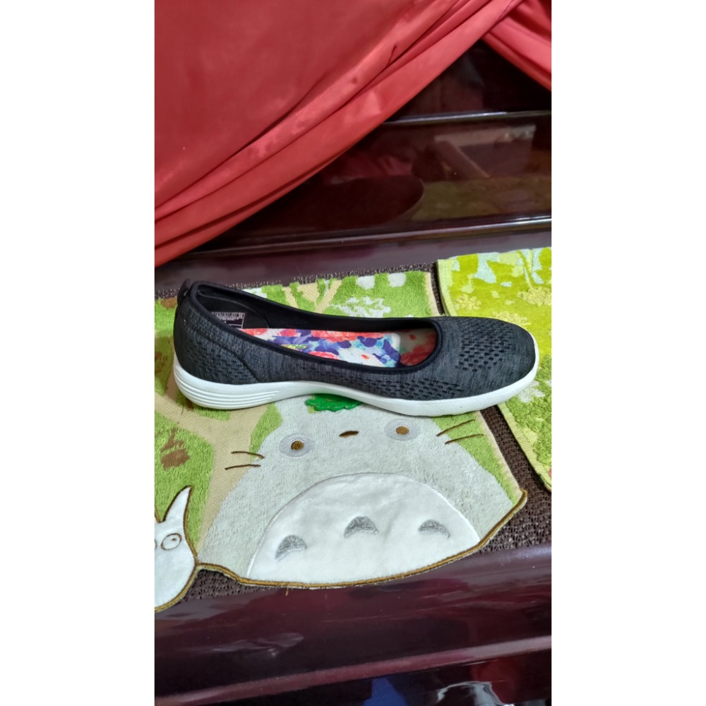 二手 Skechers 女鞋 休閒鞋 記憶海棉 木炭黑色 芭蕾平底鞋25.5公分-細節圖5