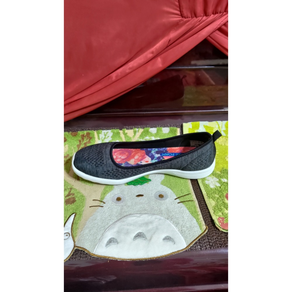 二手 Skechers 女鞋 休閒鞋 記憶海棉 木炭黑色 芭蕾平底鞋25.5公分-細節圖6