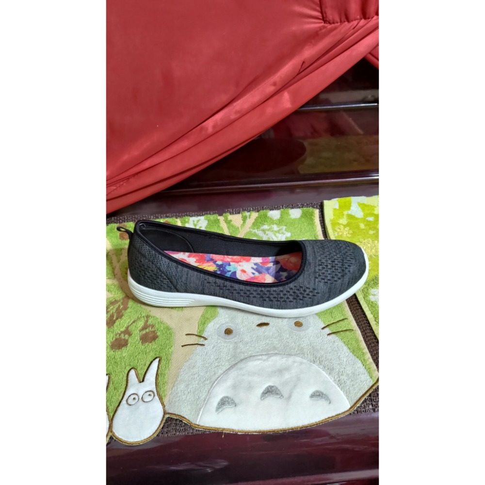 二手 Skechers 女鞋 休閒鞋 記憶海棉 木炭黑色 芭蕾平底鞋25.5公分-細節圖7