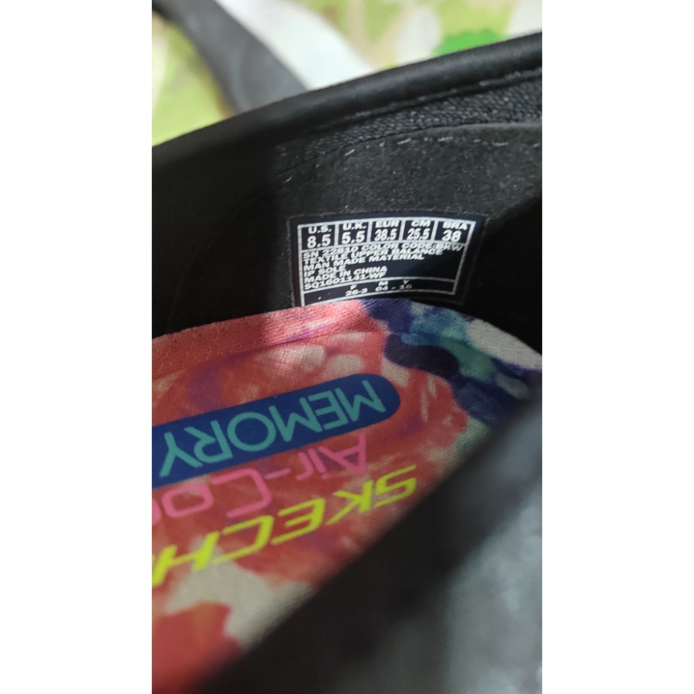 二手 Skechers 女鞋 休閒鞋 記憶海棉 木炭黑色 芭蕾平底鞋25.5公分-細節圖9