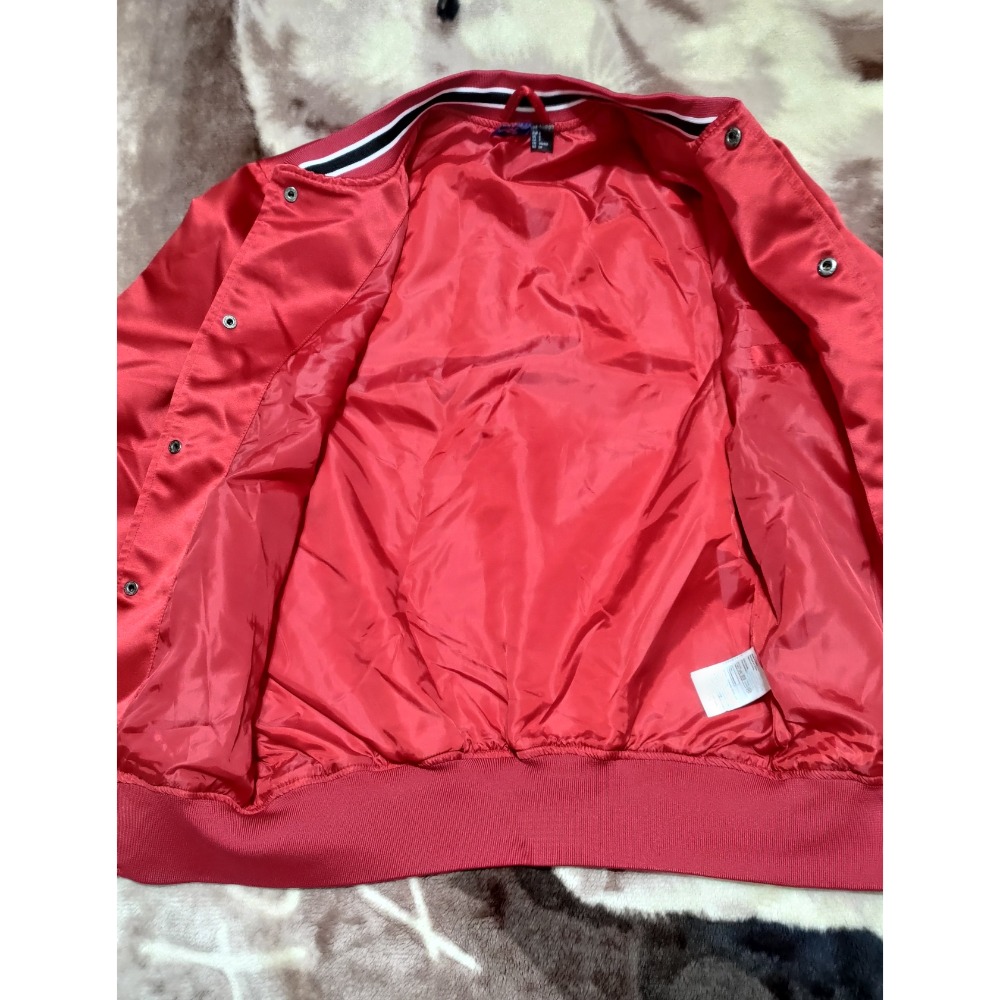 二手 H&M 刺繡重磅緞面棒球外套 170/92A  adidas 立領長袖外套 二件都是美國尺吋S-細節圖4