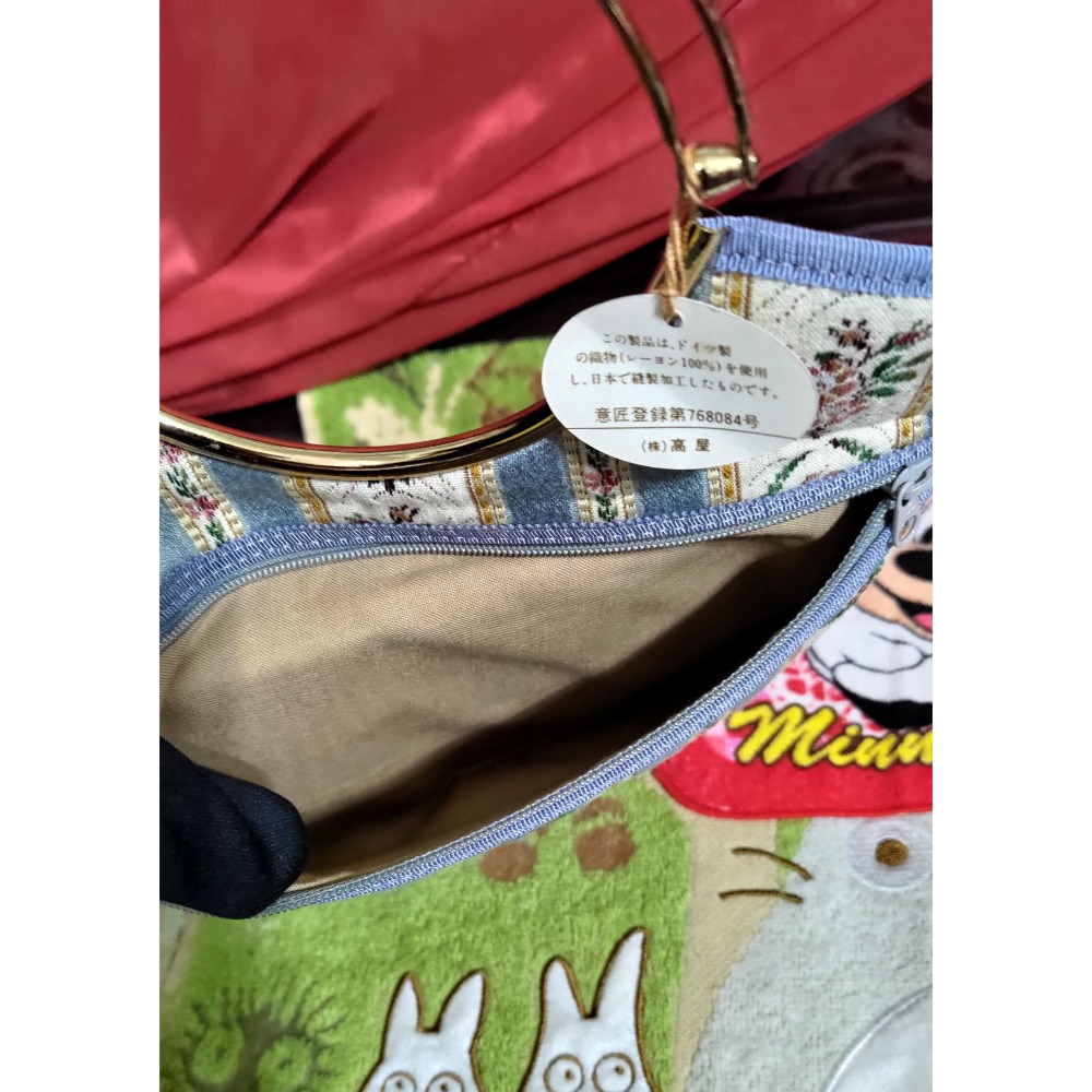 日本 刺繡復古綠妖精手提包 全家集點手機包斜背包鴨霸哥與兔籽子 紫色零錢包-細節圖5