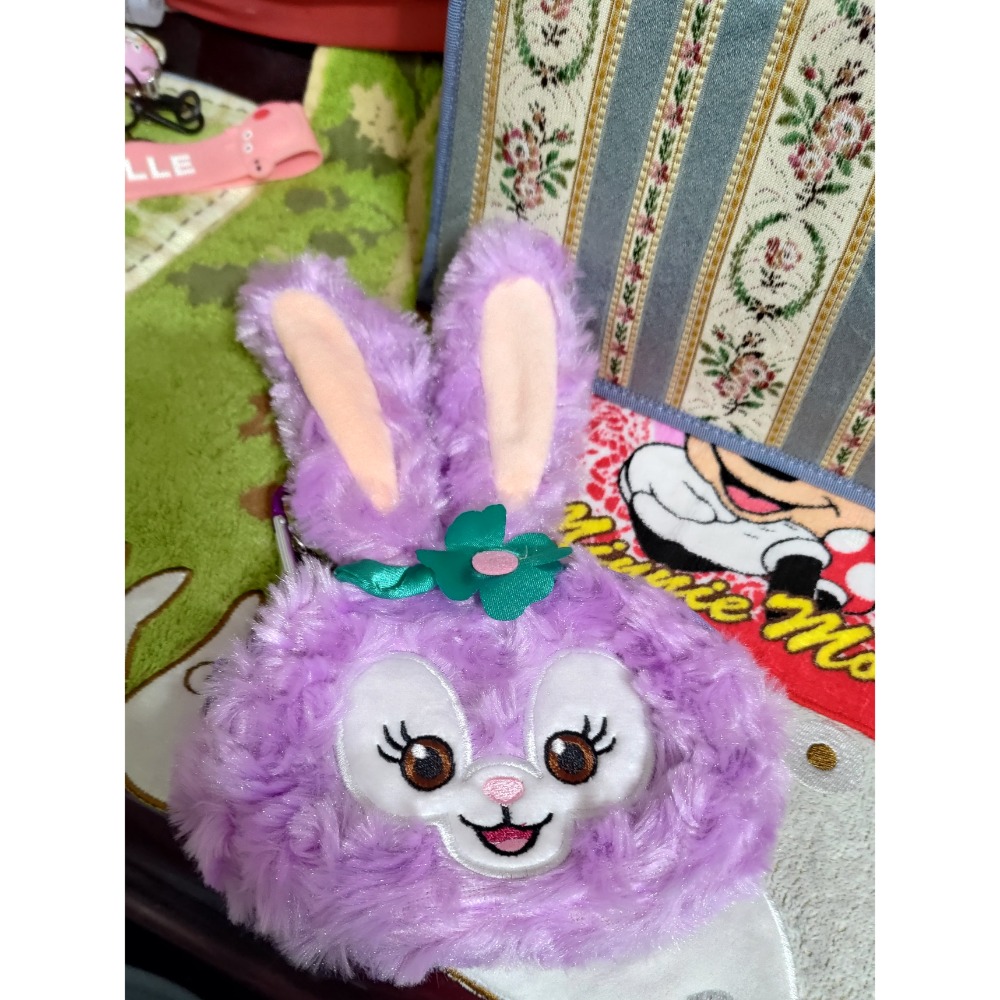 日本 刺繡復古綠妖精手提包 全家集點手機包斜背包鴨霸哥與兔籽子 紫色零錢包-細節圖8