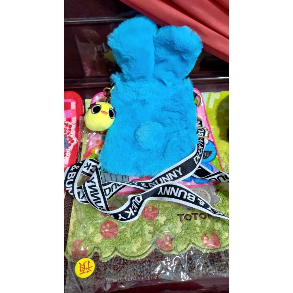 日本 刺繡復古綠妖精手提包 全家集點手機包斜背包鴨霸哥與兔籽子 紫色零錢包-細節圖9