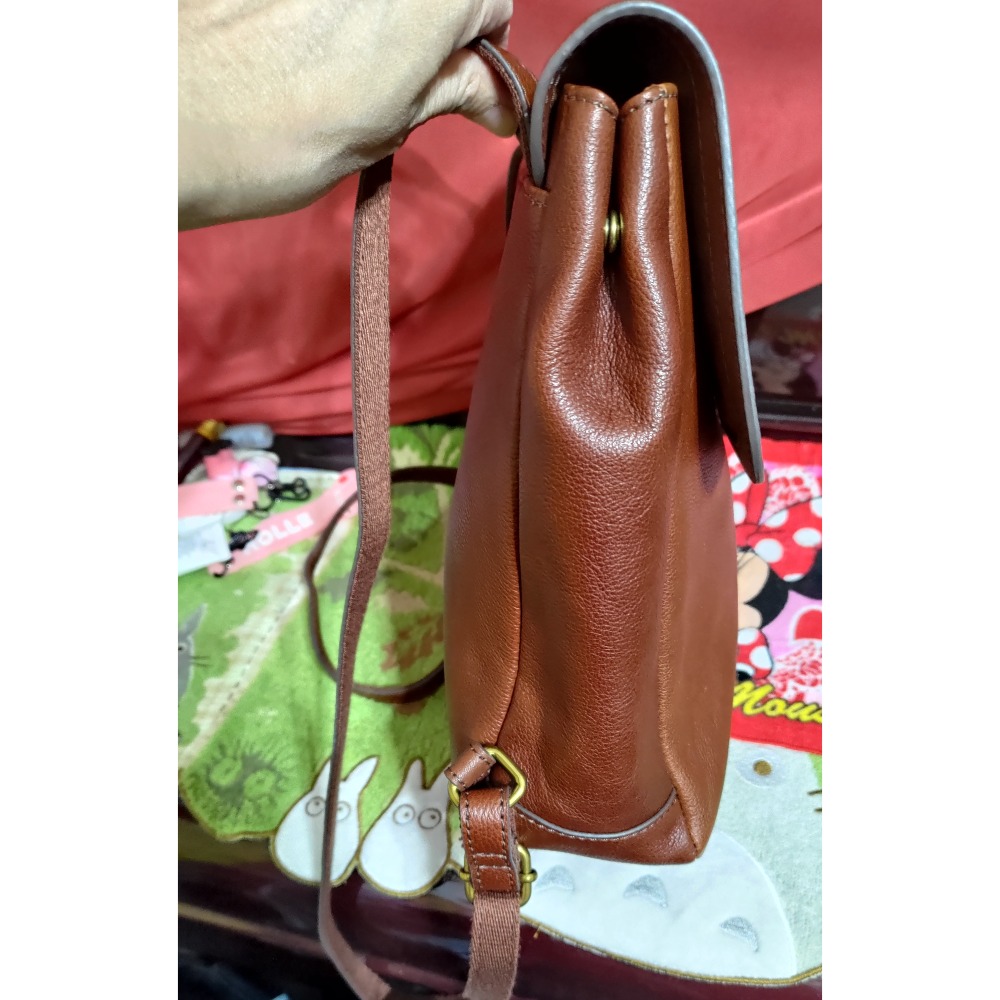 二手 MICHAEL KORS 滿版三層單肩 斜背包 Fossil真牛皮手提 後背包-細節圖3