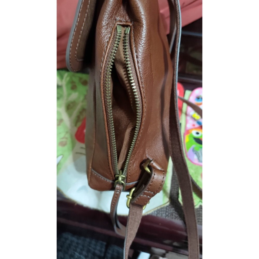 二手 MICHAEL KORS 滿版三層單肩 斜背包 Fossil真牛皮手提 後背包-細節圖4