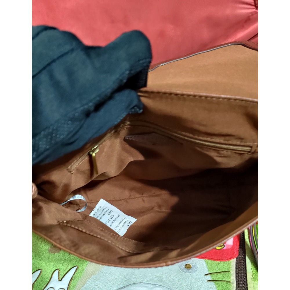 二手 MICHAEL KORS 滿版三層單肩 斜背包 Fossil真牛皮手提 後背包-細節圖5