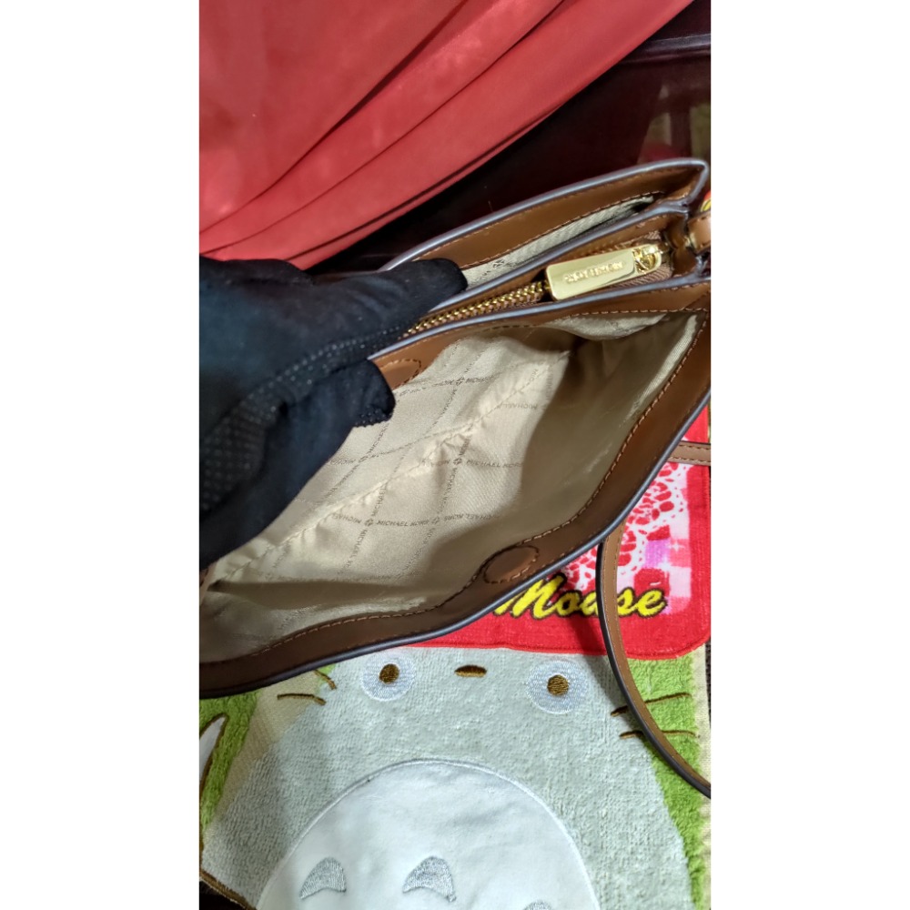 二手 MICHAEL KORS 滿版三層單肩 斜背包 Fossil真牛皮手提 後背包-細節圖8