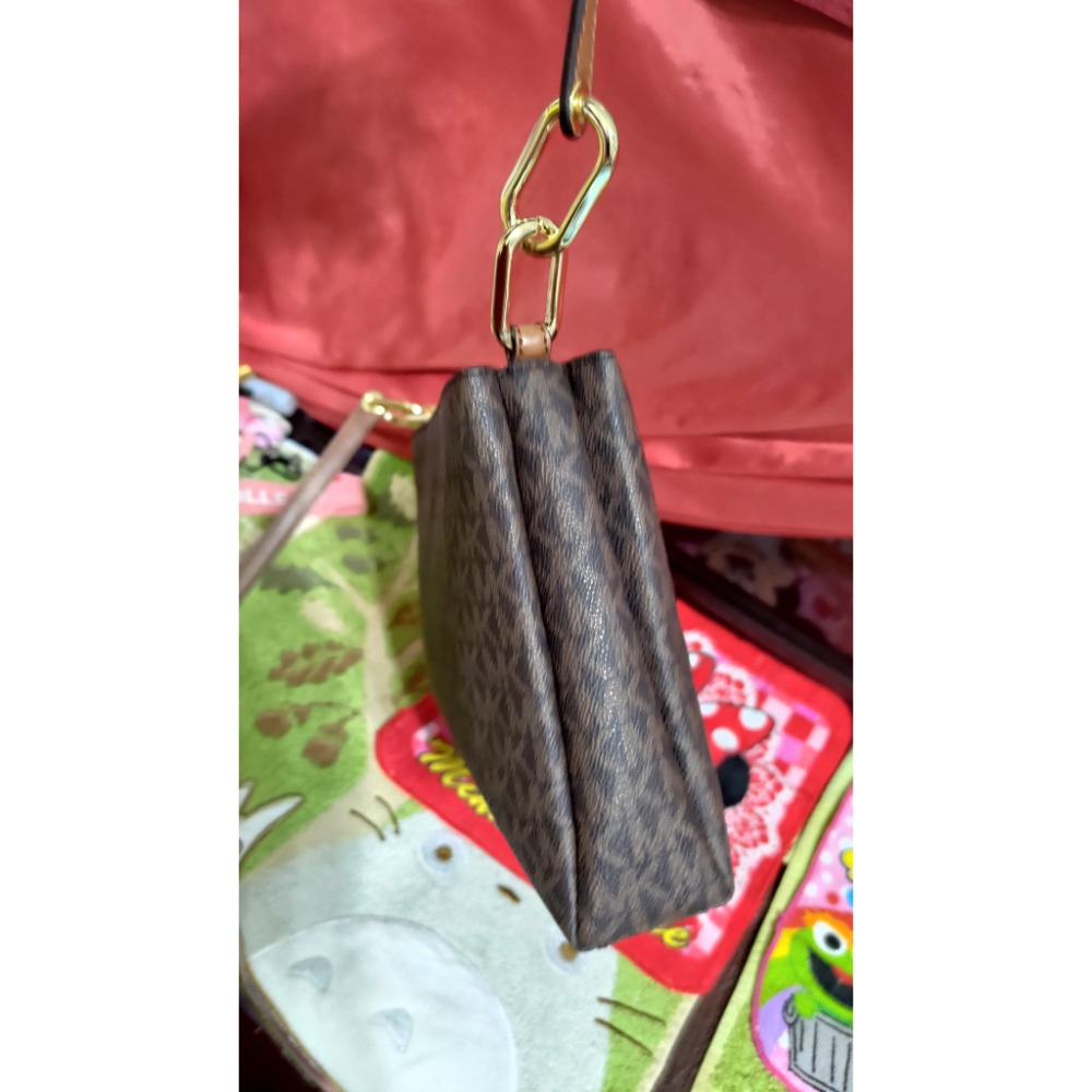 二手 MICHAEL KORS 滿版三層單肩 斜背包 Fossil真牛皮手提 後背包-細節圖10