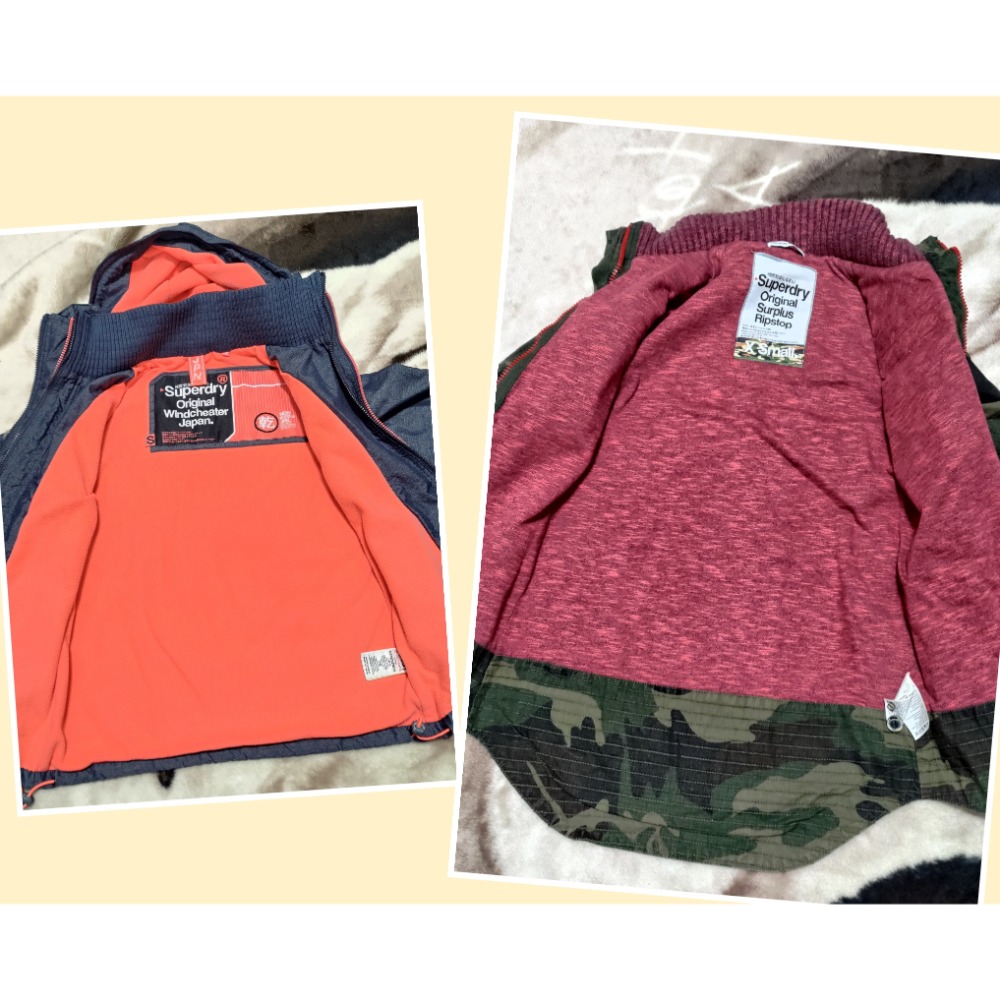 二手Superdry極度乾躁 軍綠仿舊長袖外套XS 灰色連帽經典防風外套S-細節圖2