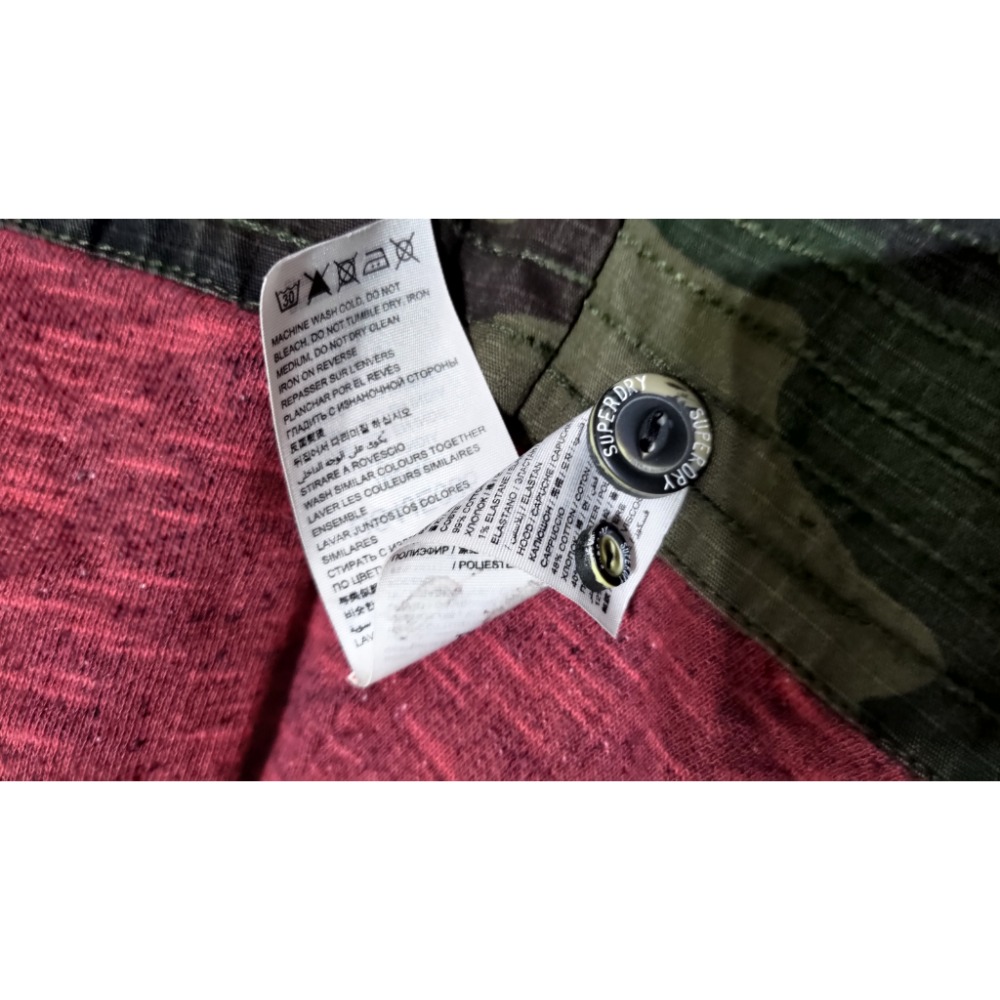 二手Superdry極度乾躁 軍綠仿舊長袖外套XS 灰色連帽經典防風外套S-細節圖6