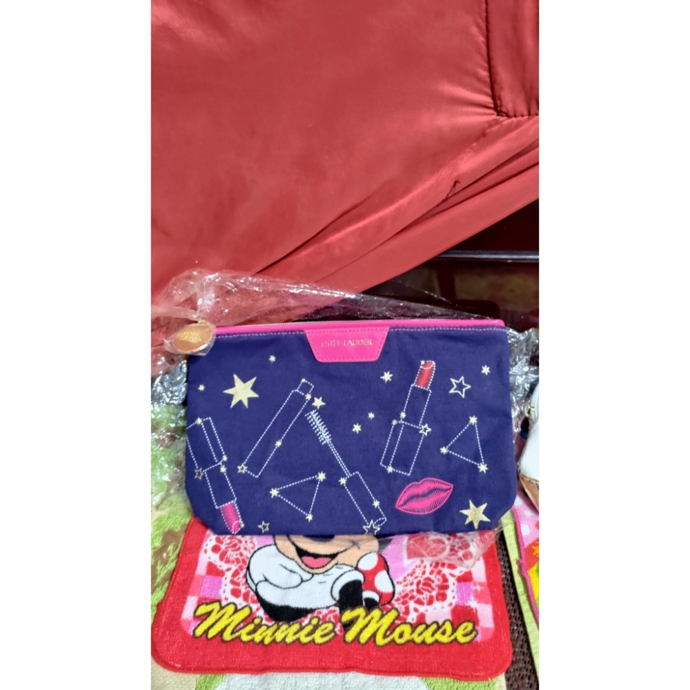 歐舒丹米色帆布和金色洗漱化妝包 藍色雅詩蘭黛化妝包 植村秀-細節圖3