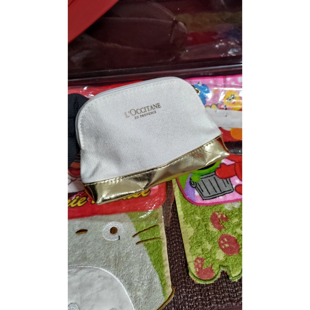 歐舒丹米色帆布和金色洗漱化妝包 藍色雅詩蘭黛化妝包 植村秀-細節圖9