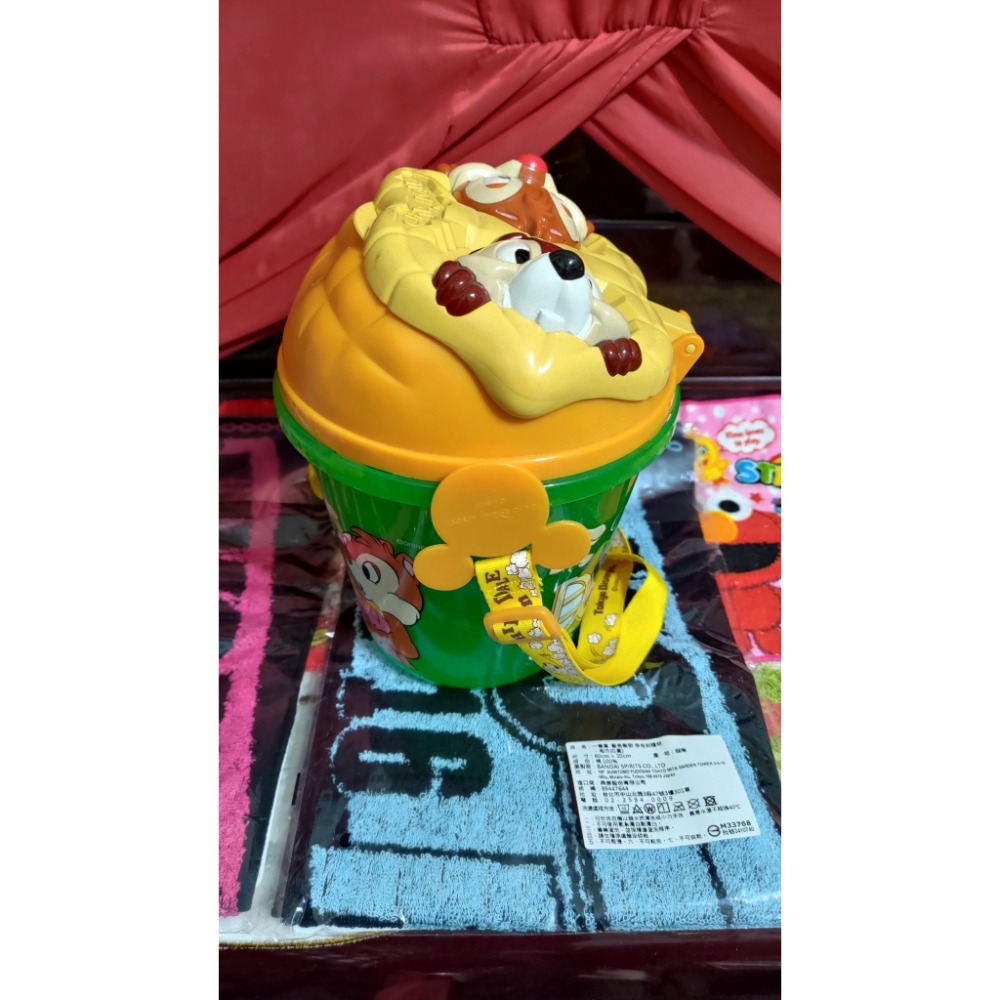 日本東京迪士尼松鼠奇奇蒂蒂爆米花桶 藍色 紅色監獄毛巾-細節圖2