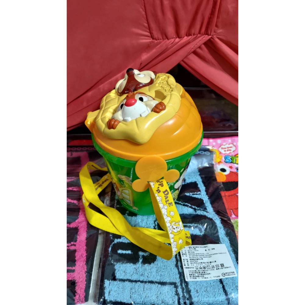 日本東京迪士尼松鼠奇奇蒂蒂爆米花桶 藍色 紅色監獄毛巾-細節圖4