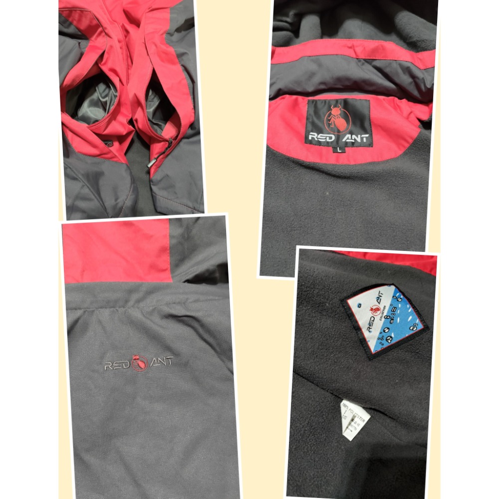 專櫃品牌 紅螞蟻 RED ANT 防水防潑水內刷毛連帽外套刺繡logoL-細節圖7