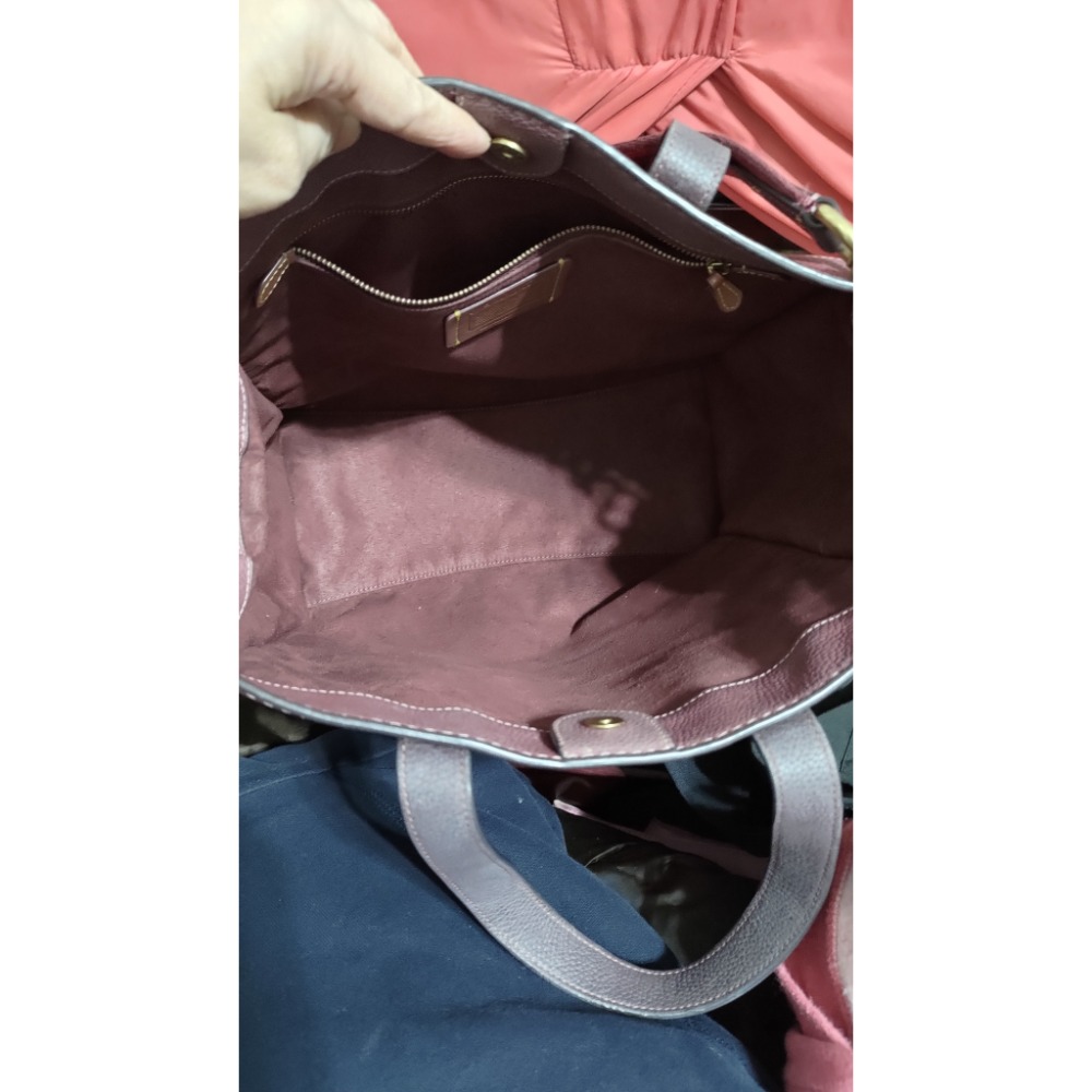 二手 瑕疵 COACH 皮革紅色拼色手提包肩背包斜背包-細節圖7