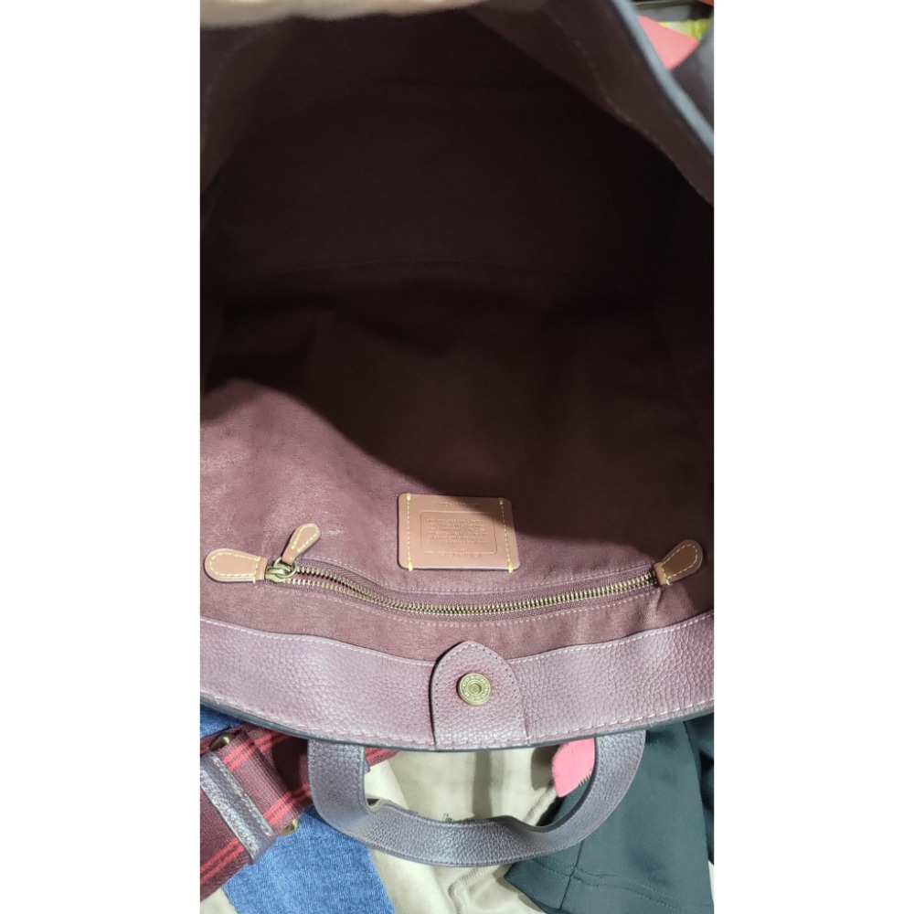 二手 瑕疵 COACH 皮革紅色拼色手提包肩背包斜背包-細節圖8