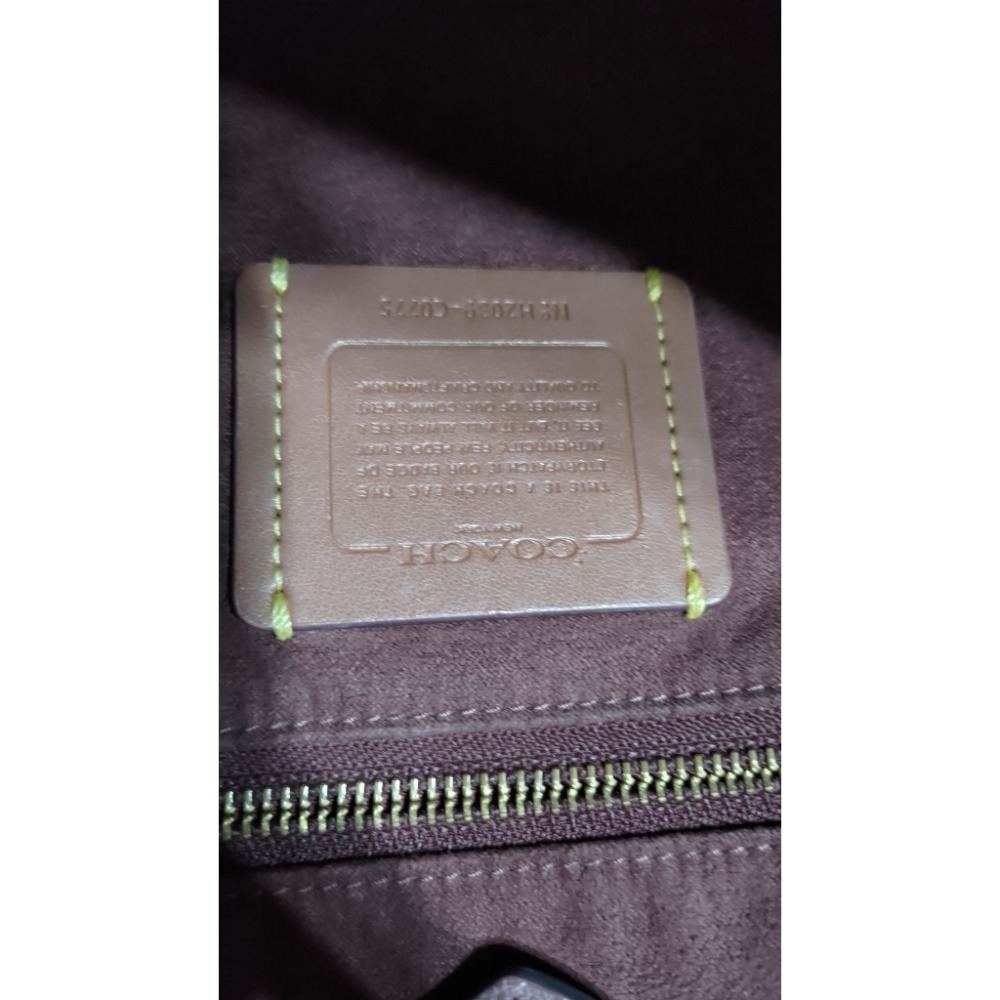 二手 瑕疵 COACH 皮革紅色拼色手提包肩背包斜背包-細節圖9