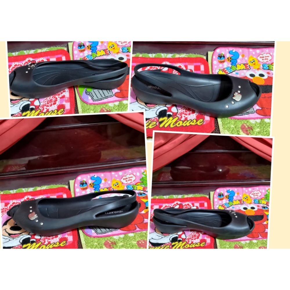 二手 M&G護士鞋售 70號 Hello Kitty 黑色水鑽魚嘴休閒鞋黑色37號-細節圖11