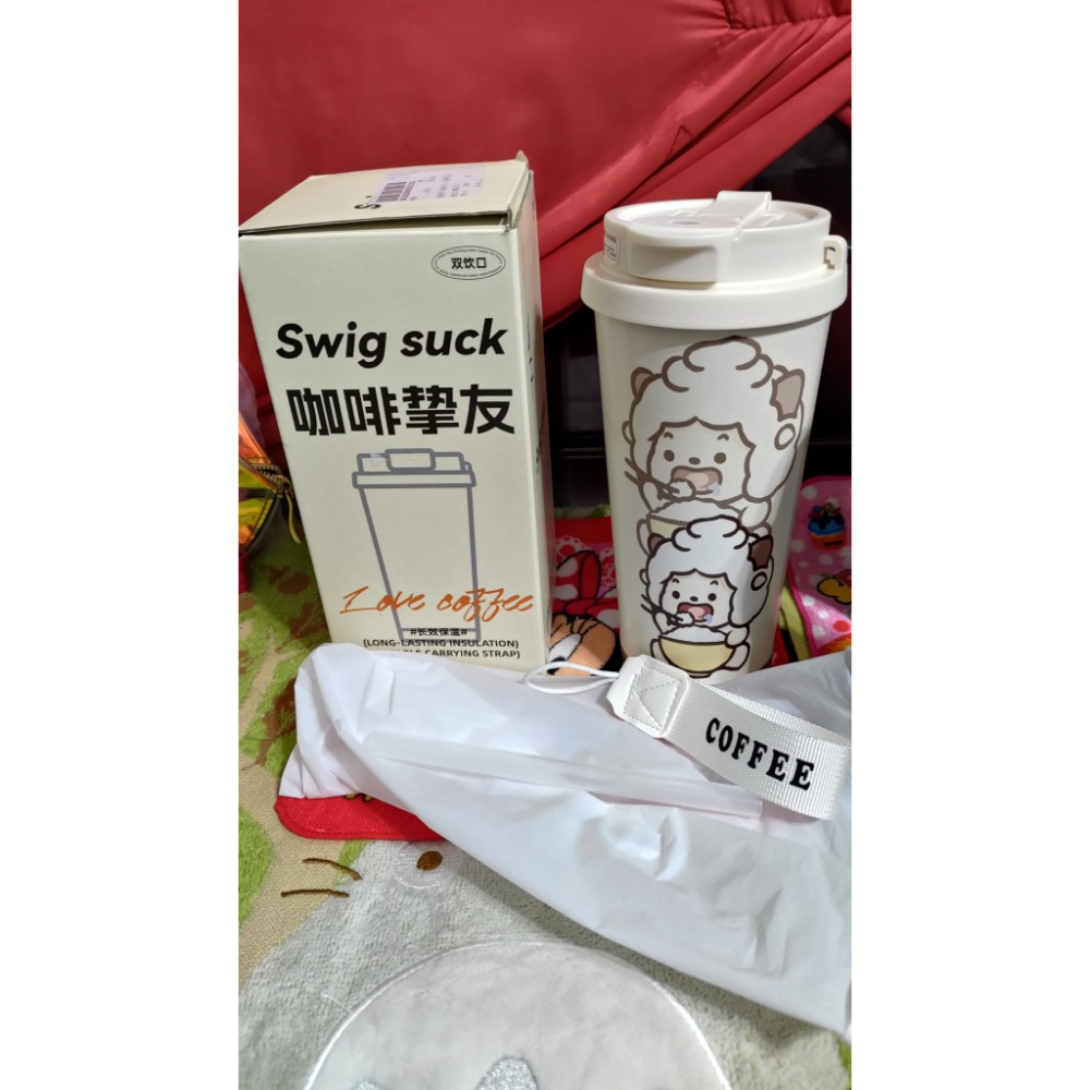 彈跳保溫瓶 咖啡杯 羊圖案316保溫杯 日本放鬆滾輪棒-細節圖2