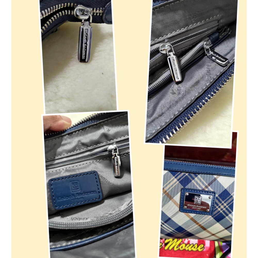 二手 MK MICHAEL KORS 金屬logo 鉚釘牛皮拉鍊後背包 金安德森 經典格紋 肩斜背包-細節圖6