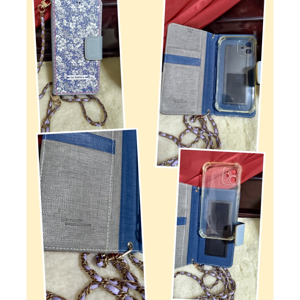 二手 小花朵朵 夕陽與花手機繩附夾片 open 帆布托特包 韓國設計師T-pocket手機包含長鍊背帶-細節圖5