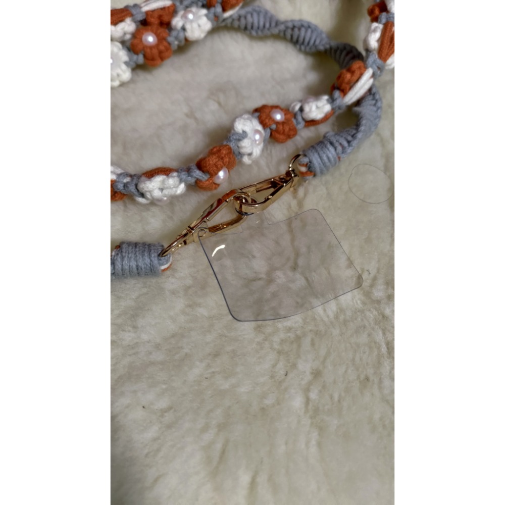 二手 小花朵朵 夕陽與花手機繩附夾片 open 帆布托特包 韓國設計師T-pocket手機包含長鍊背帶-細節圖7