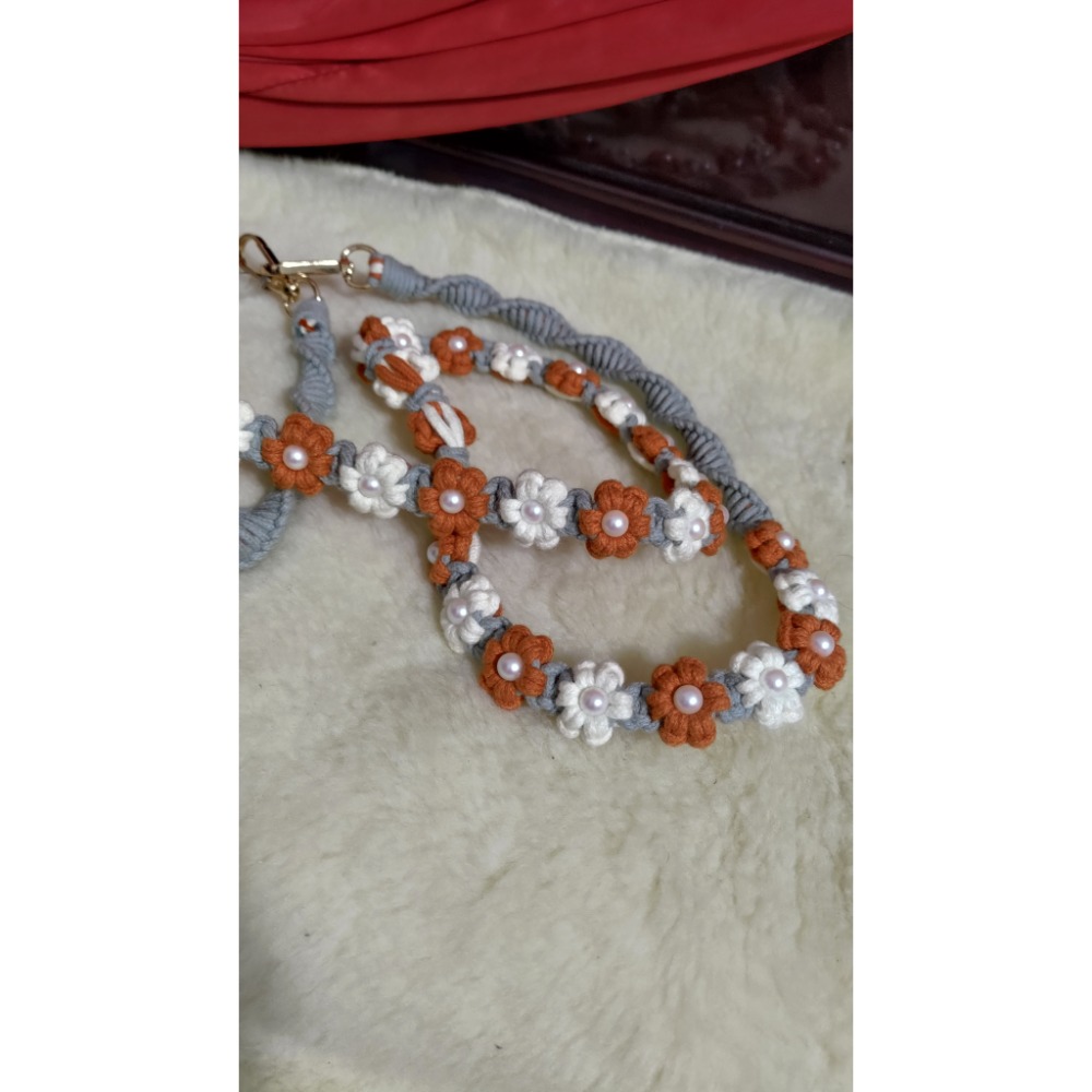 二手 小花朵朵 夕陽與花手機繩附夾片 open 帆布托特包 韓國設計師T-pocket手機包含長鍊背帶-細節圖8