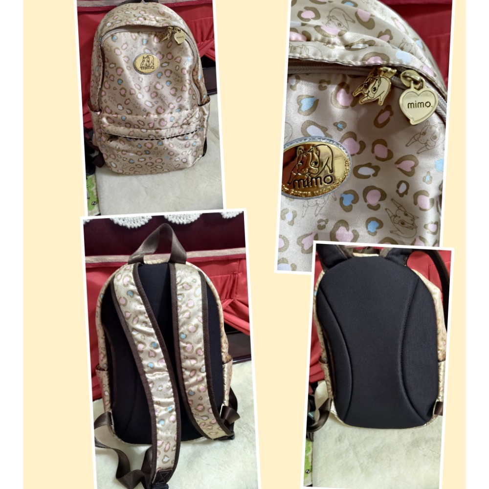 二手 mimo空氣後背包 手提包 LACOSTE 條紋帆布手提包 肩背包-細節圖5