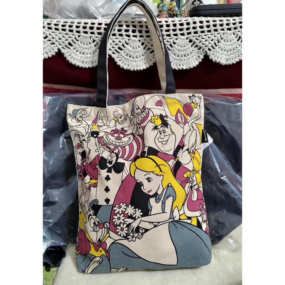 迪士尼 愛麗絲售 肩背包 帆布包 FILA 運動旅行袋 肩背包 手提包-細節圖2